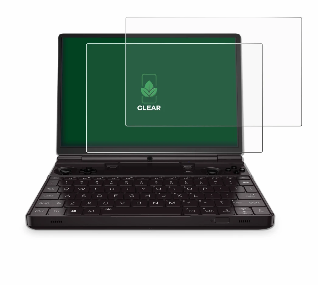 Immagine del dispositivo GPD Win Max 2 con un'ampia varietà di protezioni per lo schermo.