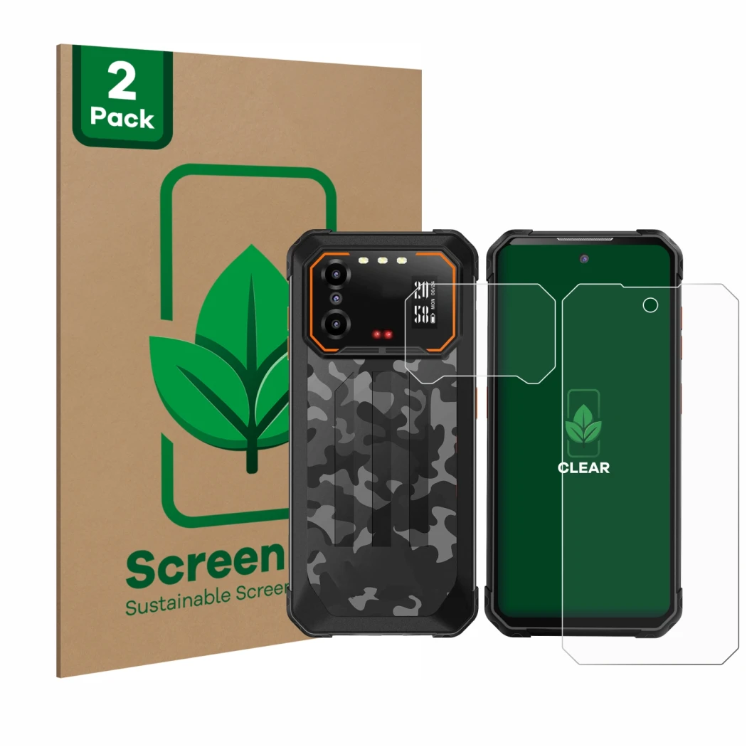 Parte frontale di una confezione del prodotto con il logo del marchio ScreenLeaf. Accanto è raffigurato il dispositivo iiiF150