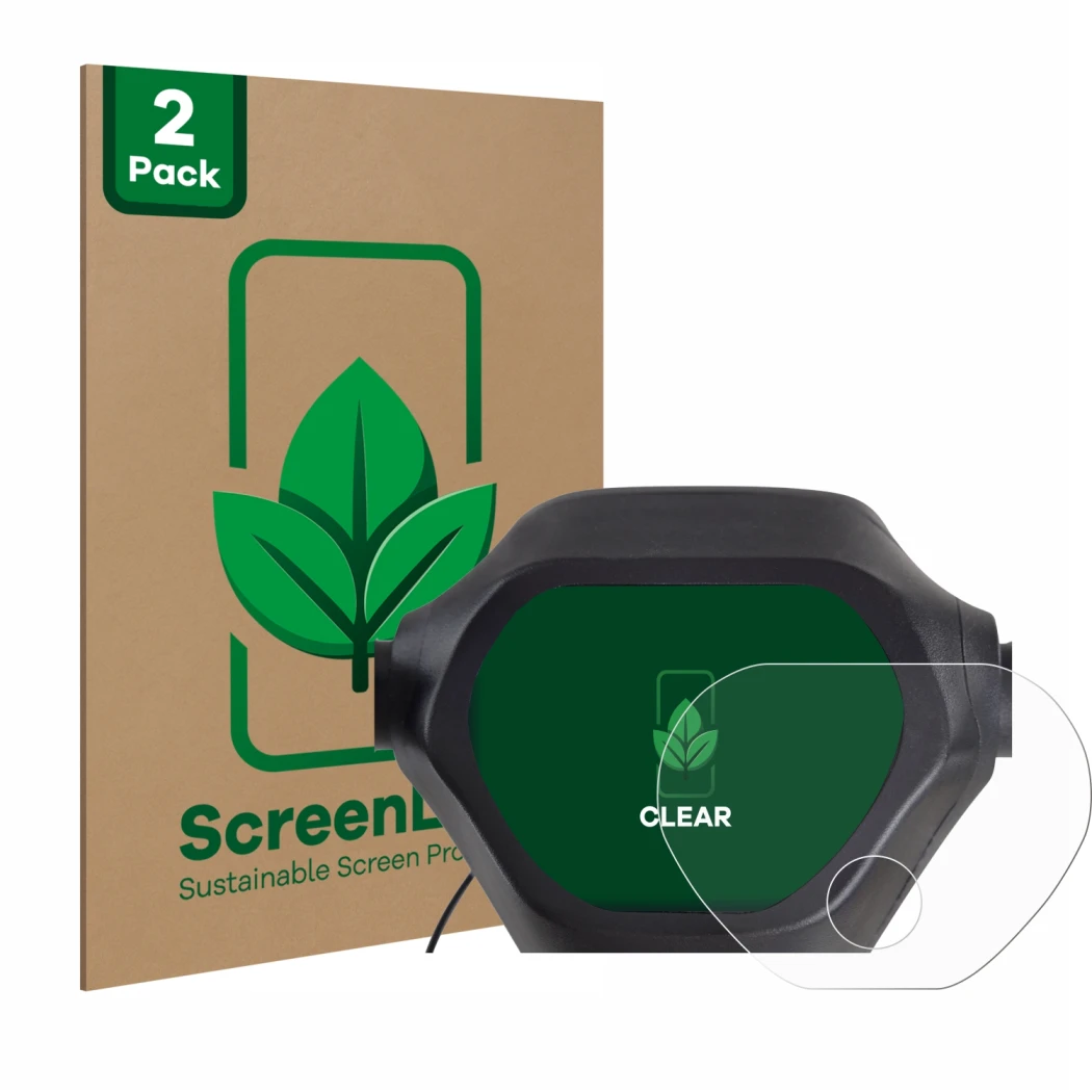 Parte frontale di una confezione del prodotto con il logo del marchio ScreenLeaf. Accanto è raffigurato il dispositivo Epowerf