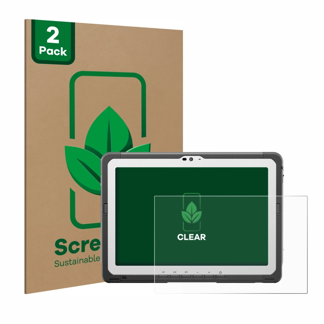 Parte frontale di una confezione del prodotto con il logo del marchio ScreenLeaf. Accanto è raffigurato il dispositivo Panason