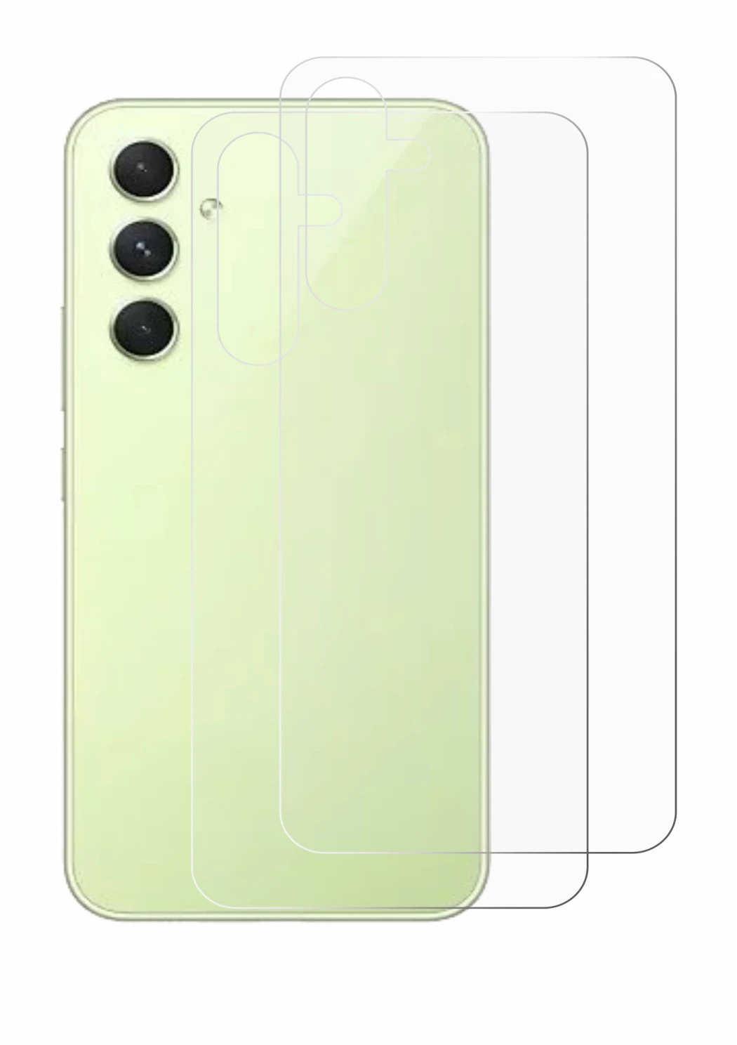 Immagine del dispositivo Samsung Galaxy A54 5G (Posteriore) con un'ampia varietà di protezioni per lo schermo.