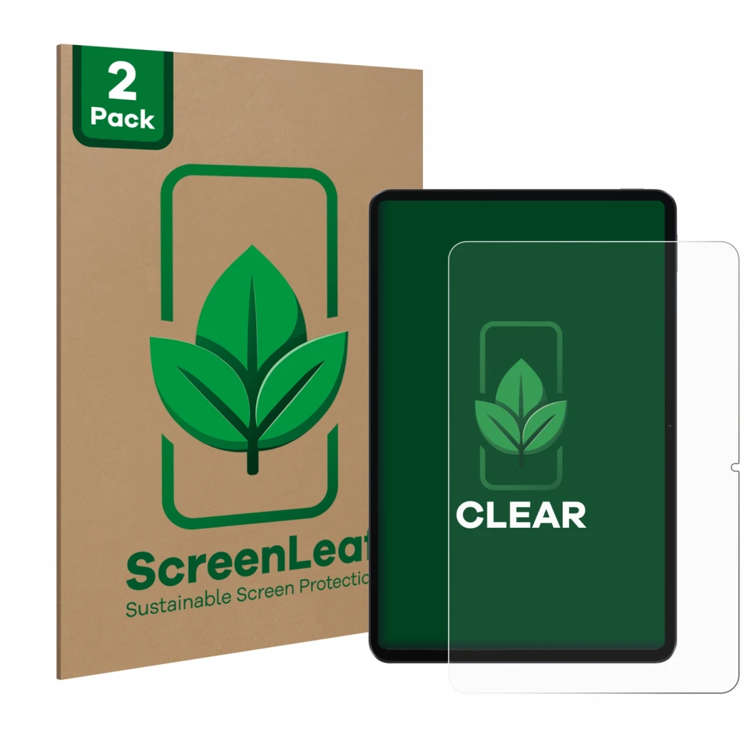 Parte frontale di una confezione del prodotto con il logo del marchio ScreenLeaf. Accanto è raffigurato il dispositivo Xiaomi 