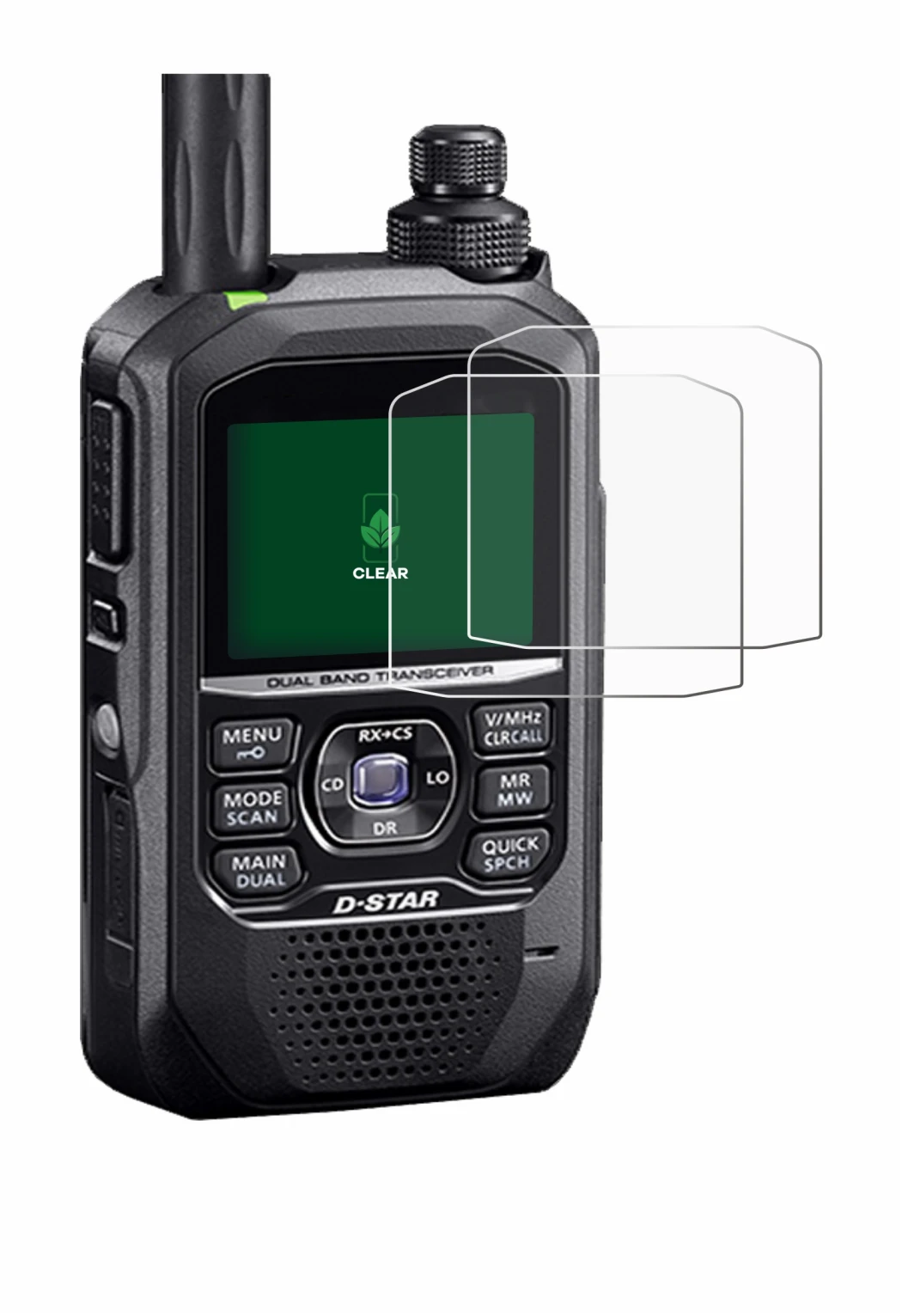 Immagine del dispositivo Icom ID-50E con un'ampia varietà di protezioni per lo schermo.