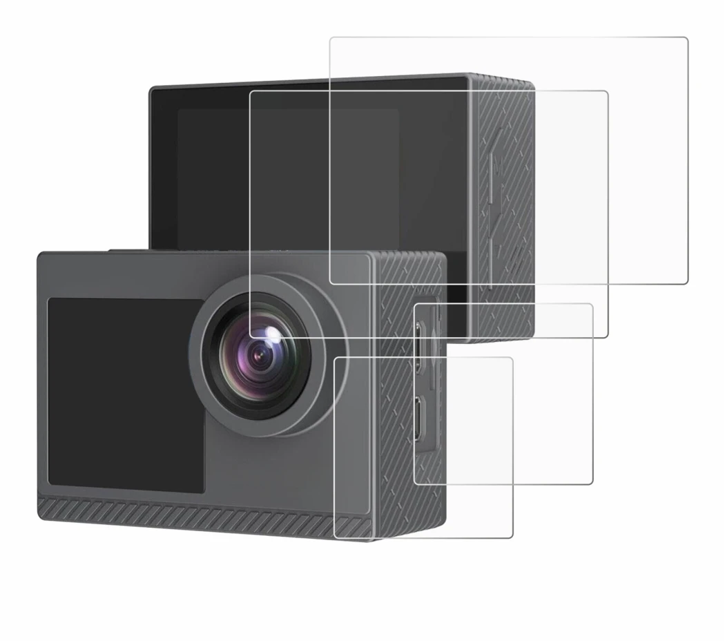 Immagine del dispositivo Akaso Brave 4 Pro con un'ampia varietà di protezioni per lo schermo.