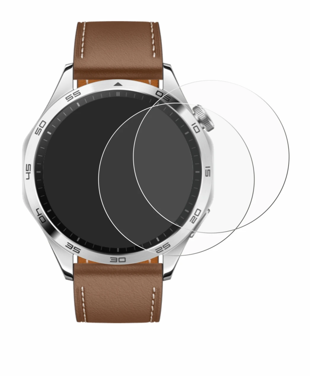 Immagine del dispositivo Huawei Watch GT 4 (46mm) con un'ampia varietà di protezioni per lo schermo.