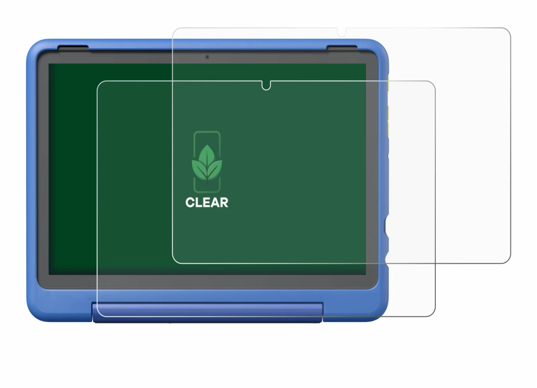 Immagine del dispositivo Amazon Fire HD 10 Kids Pro 2023 con un'ampia varietà di protezioni per lo schermo.