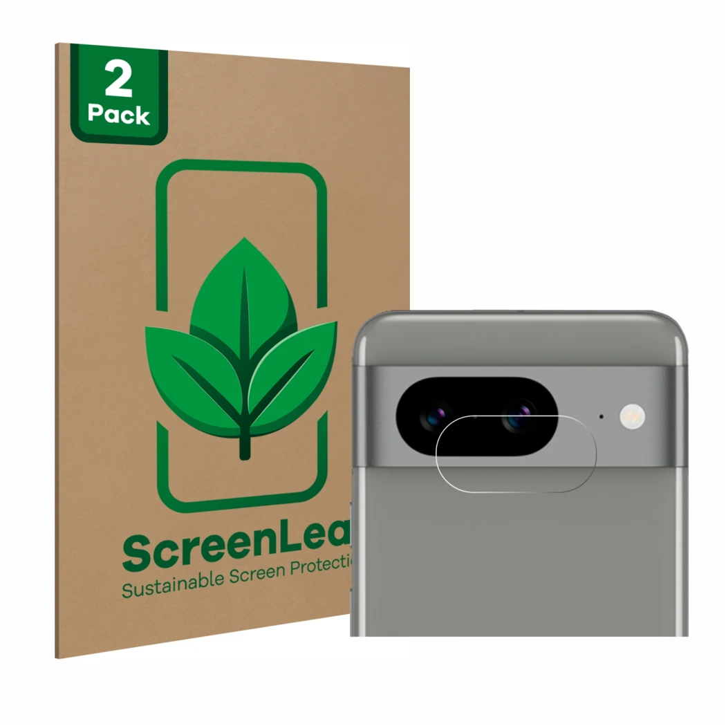 Parte frontale di una confezione del prodotto con il logo del marchio ScreenLeaf. Accanto è raffigurato il dispositivo Google 