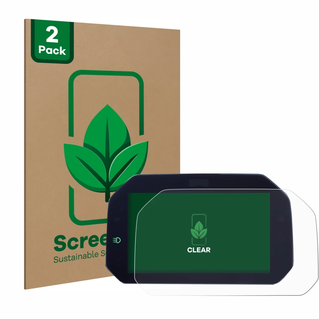 Parte frontale di una confezione del prodotto con il logo del marchio ScreenLeaf. Accanto è raffigurato il dispositivo BMW R 1