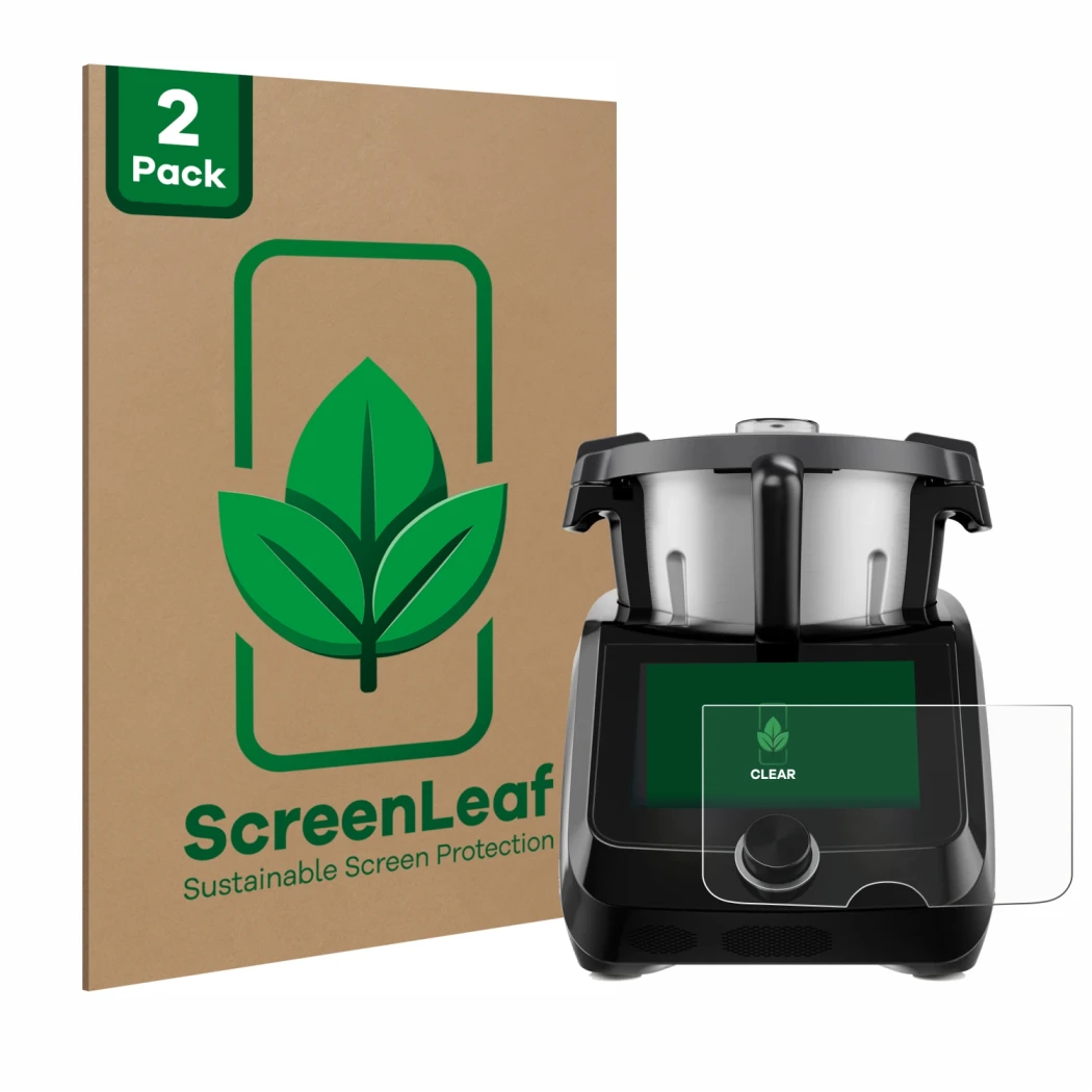 Parte frontale di una confezione del prodotto con il logo del marchio ScreenLeaf. Accanto è raffigurato il dispositivo SilverC