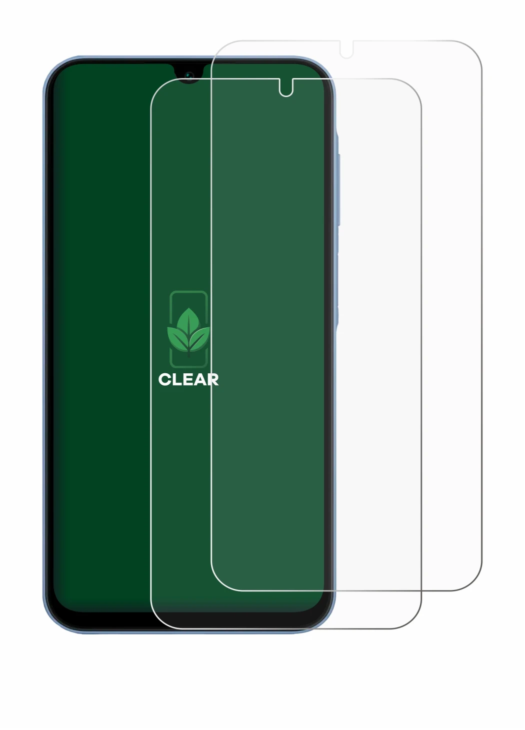 Immagine del dispositivo Samsung Galaxy A15 5G con un'ampia varietà di protezioni per lo schermo.