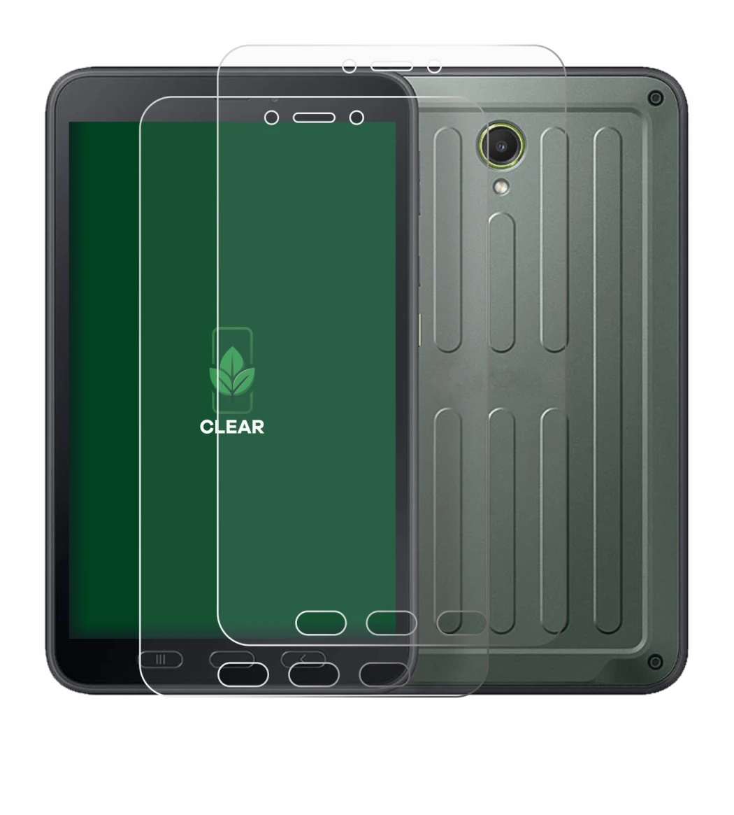 Immagine del dispositivo Samsung Galaxy Tab Active 5 (ritratto) con un'ampia varietà di protezioni per lo schermo.