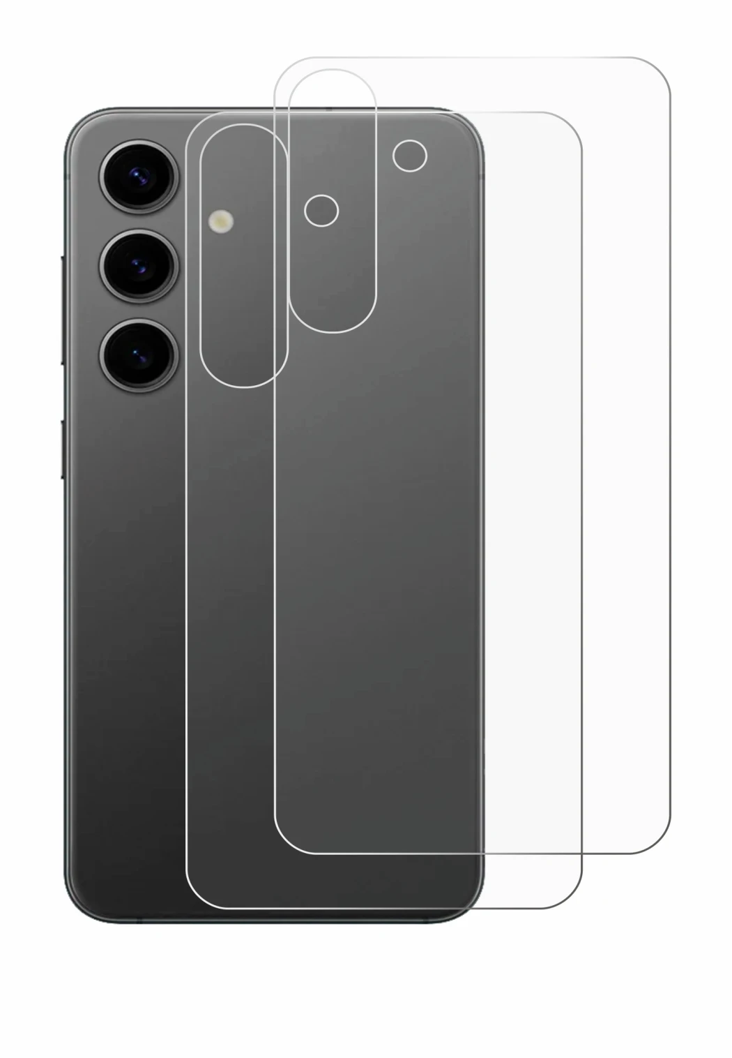 Immagine del dispositivo Samsung Galaxy S24 Plus (Posteriore) con un'ampia varietà di protezioni per lo schermo.