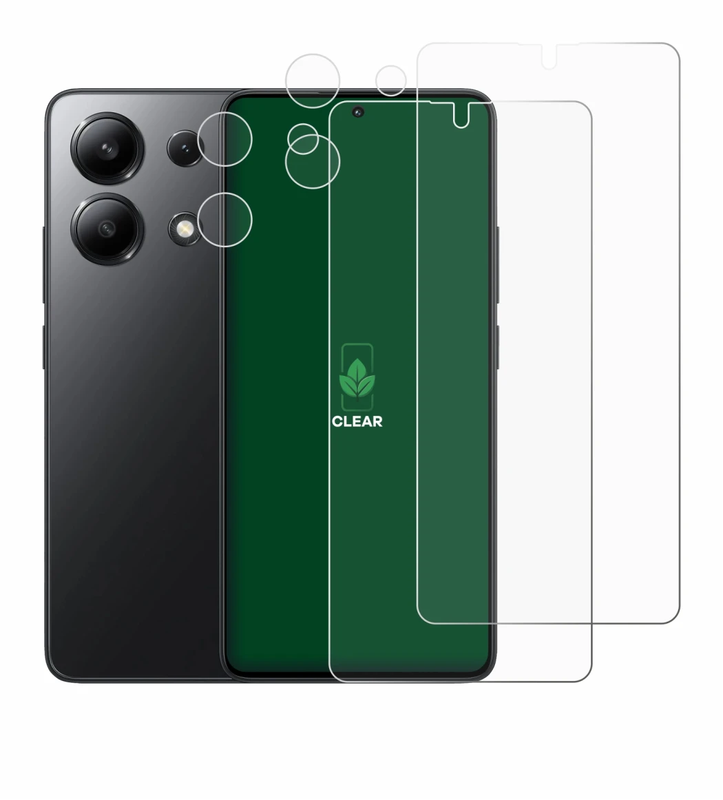 Immagine del dispositivo Xiaomi Redmi Note 13 (Fronte+Fotocamera) con un'ampia varietà di protezioni per lo schermo.