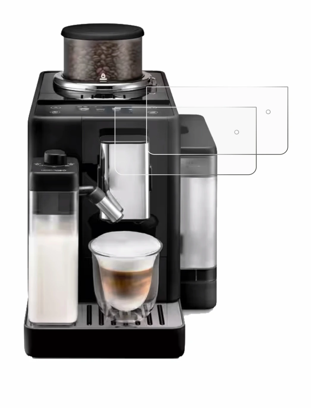 Immagine del dispositivo DeLonghi Rivelia con un'ampia varietà di protezioni per lo schermo.