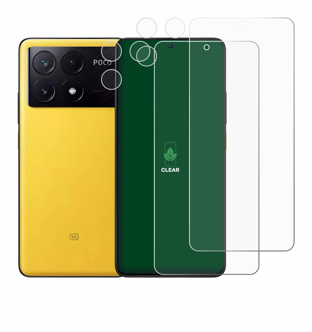 Immagine del dispositivo Xiaomi Poco X6 Pro (Fronte+Fotocamera) con un'ampia varietà di protezioni per lo schermo.
