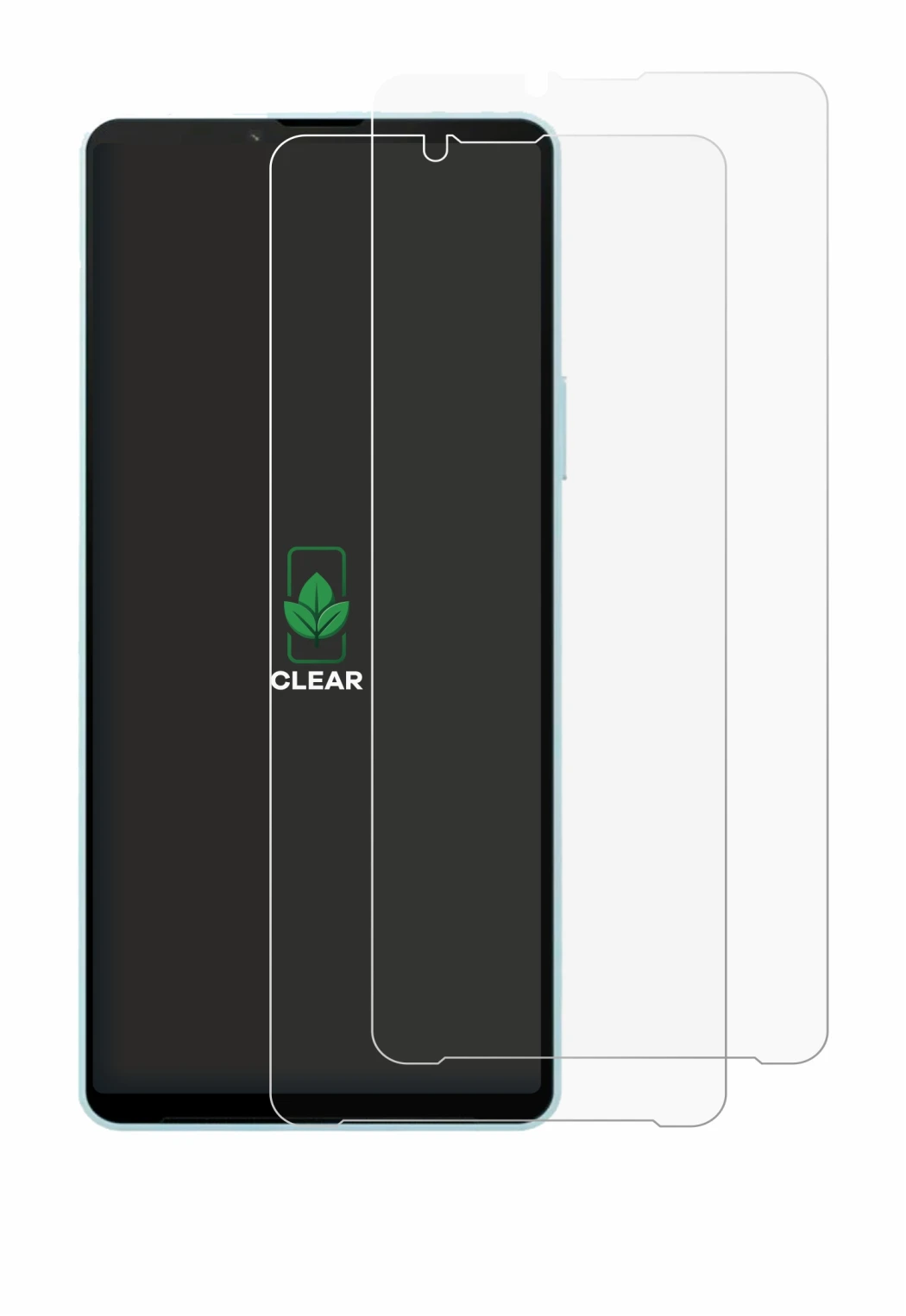 Immagine del dispositivo Sony Xperia 10 VI con un'ampia varietà di protezioni per lo schermo.
