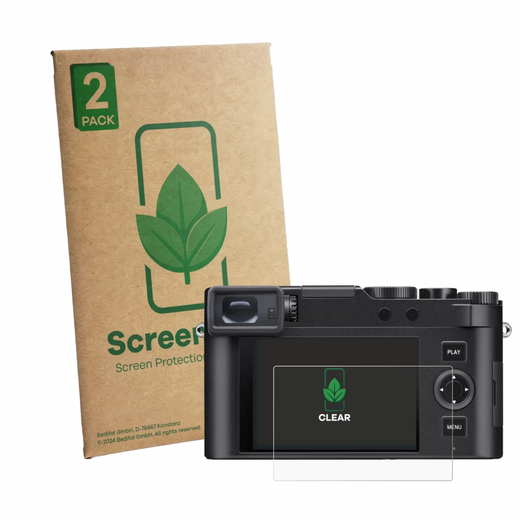 Parte frontale di una confezione del prodotto con il logo del marchio ScreenLeaf. Accanto è raffigurato il dispositivo Leica D