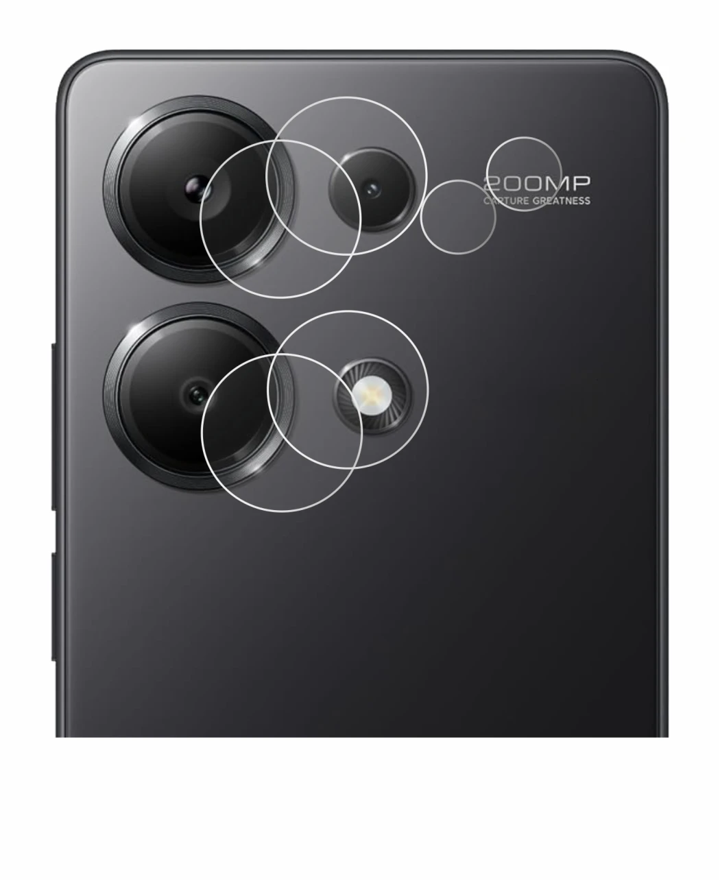Immagine del dispositivo Xiaomi Redmi Note 13 Pro 4G (SOLO Fotocamera) con un'ampia varietà di protezioni per lo schermo.