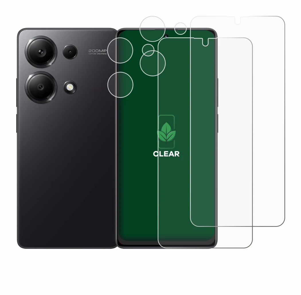 Immagine del dispositivo Xiaomi Redmi Note 13 Pro 4G (Fronte+Fotocamera) con un'ampia varietà di protezioni per lo schermo.