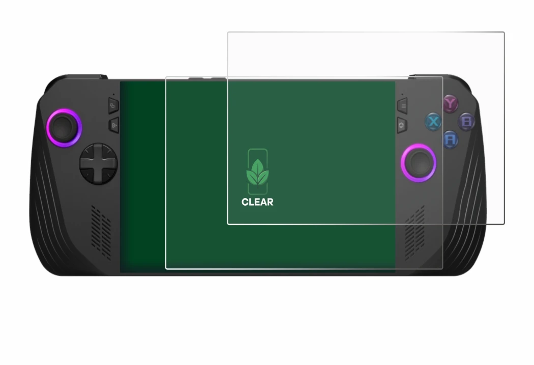 Immagine del dispositivo ASUS ROG Ally X (2024) con un'ampia varietà di protezioni per lo schermo.