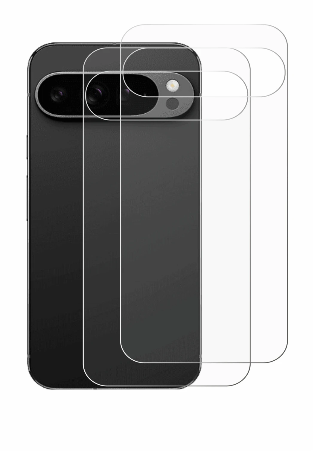 Immagine del dispositivo Google Pixel 9 Pro XL (Posteriore) con un'ampia varietà di protezioni per lo schermo.