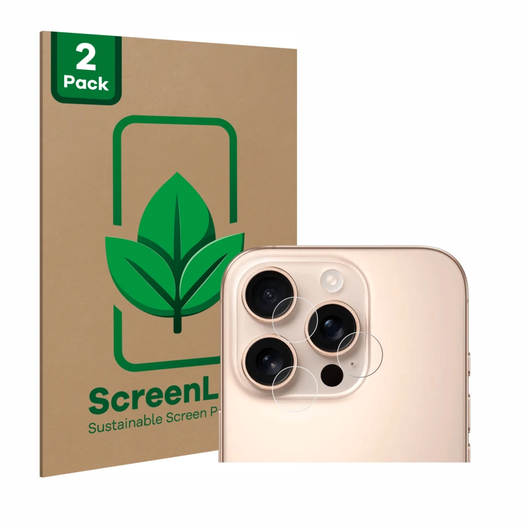 Parte frontale di una confezione del prodotto con il logo del marchio ScreenLeaf. Accanto è raffigurato il dispositivo Apple i