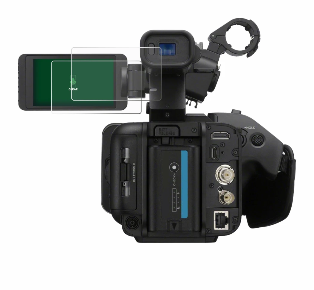 Immagine del dispositivo Sony PXW-Z200 con un'ampia varietà di protezioni per lo schermo.