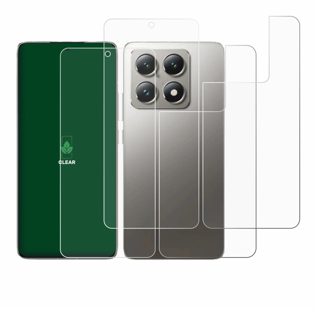 Immagine del dispositivo Xiaomi 14T Pro (Fronte+Retro) con un'ampia varietà di protezioni per lo schermo.