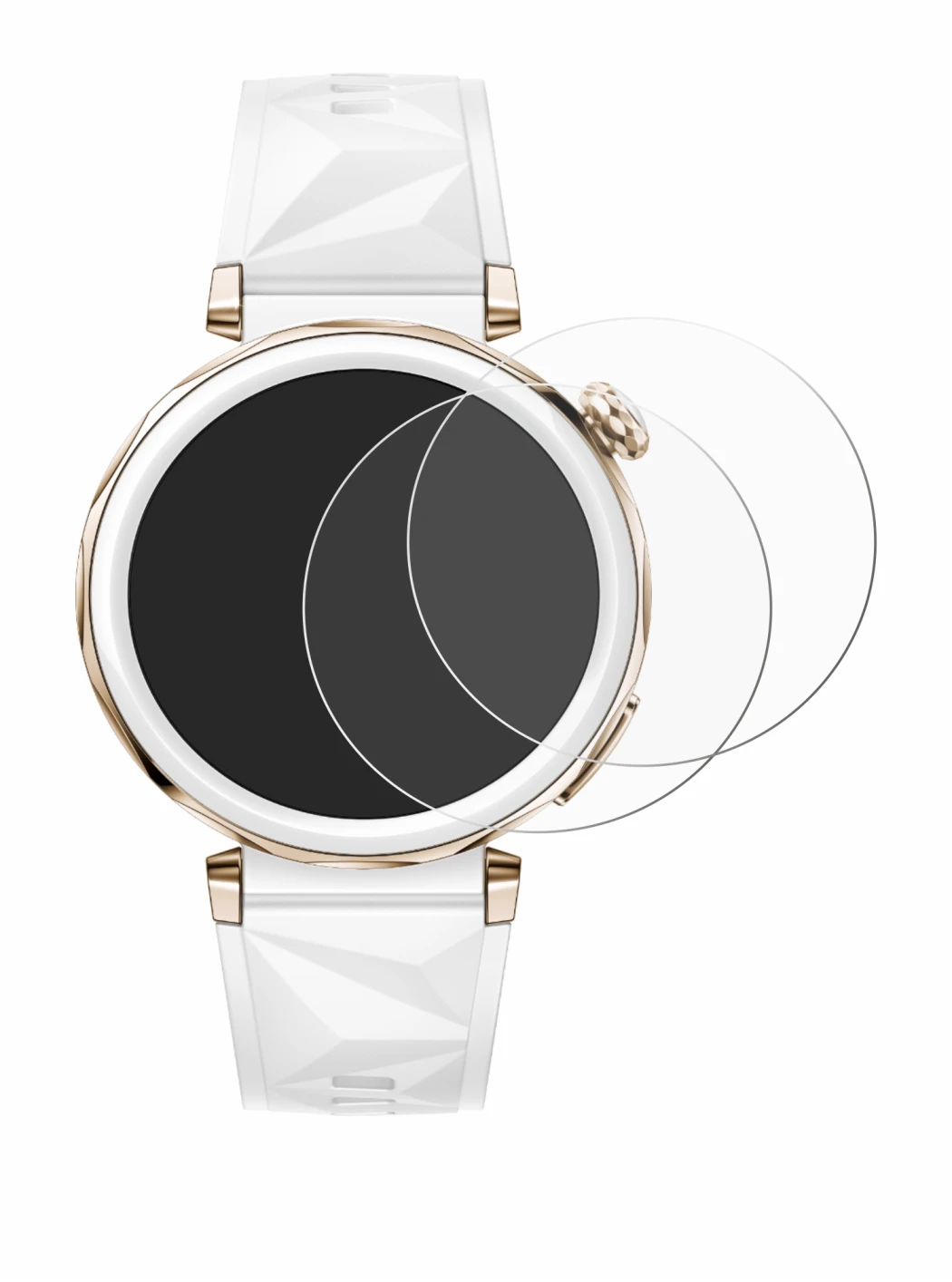 Immagine del dispositivo Huawei Watch GT 5 Pro (42 mm) con un'ampia varietà di protezioni per lo schermo.