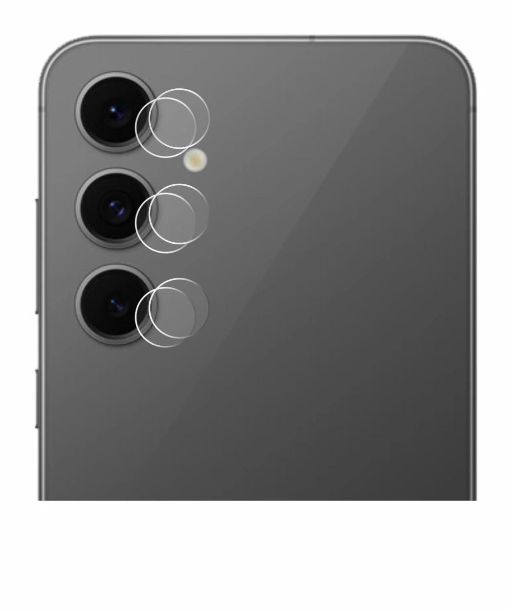 Immagine del dispositivo Samsung Galaxy S24 FE (SOLO Fotocamera) con un'ampia varietà di protezioni per lo schermo.