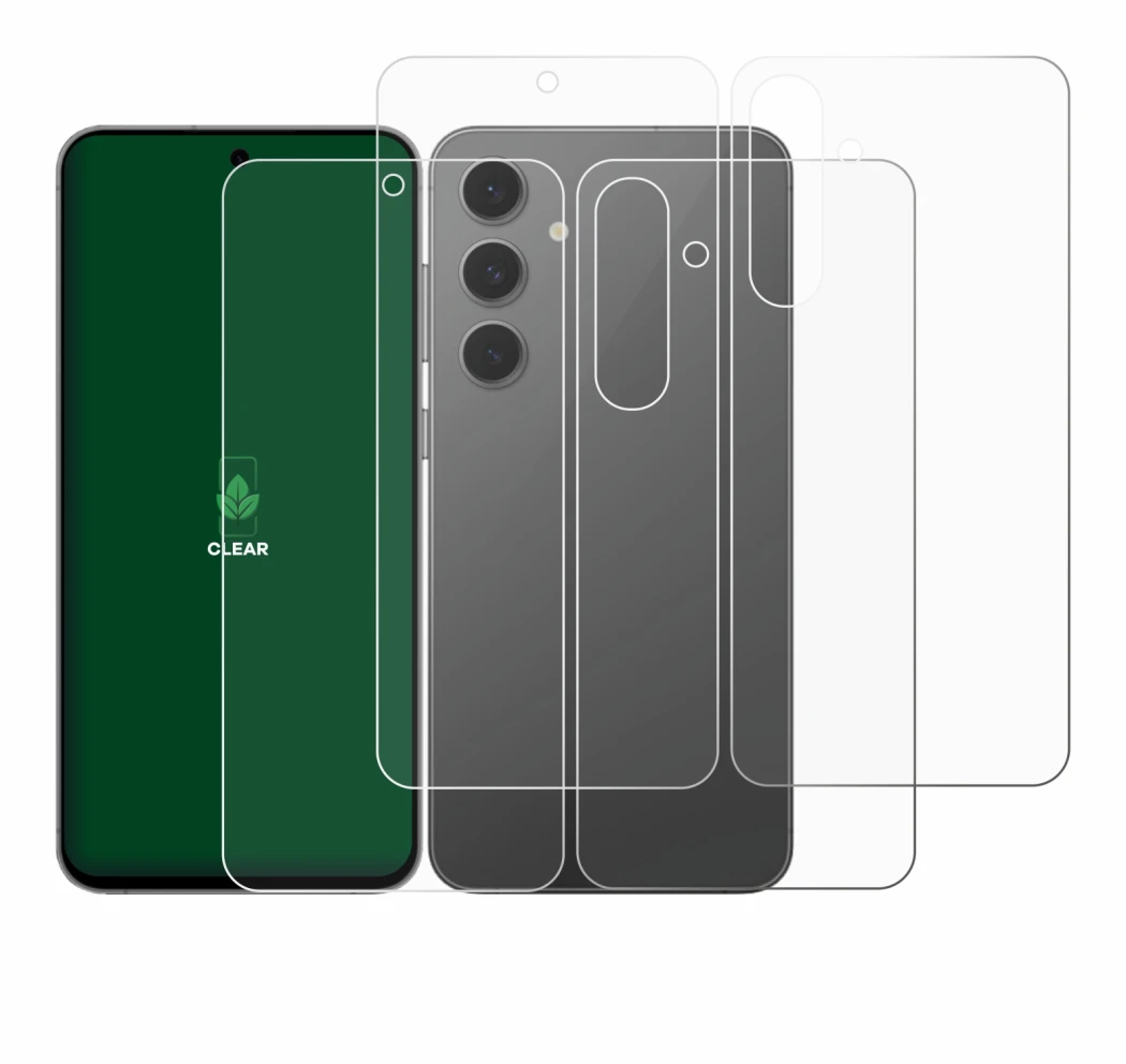 Immagine del dispositivo Samsung Galaxy S24 FE (Fronte+Retro) con un'ampia varietà di protezioni per lo schermo.