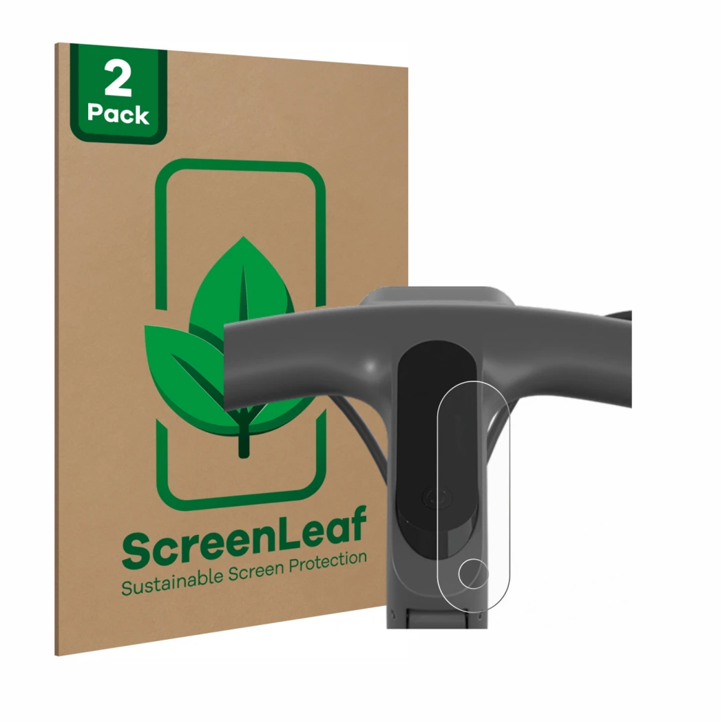 Parte frontale di una confezione del prodotto con il logo del marchio ScreenLeaf. Accanto è raffigurato il dispositivo Egret E