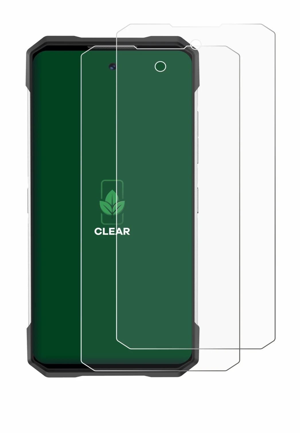 Immagine del dispositivo Doogee S200 con un'ampia varietà di protezioni per lo schermo.