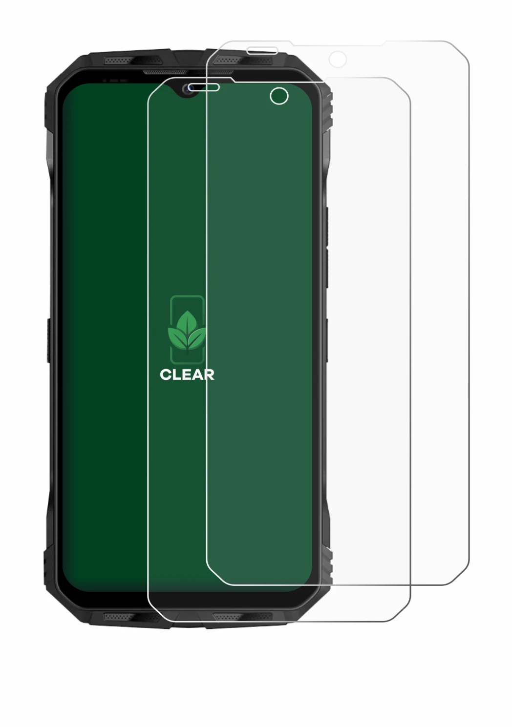 Immagine del dispositivo Doogee V Max Plus con un'ampia varietà di protezioni per lo schermo.
