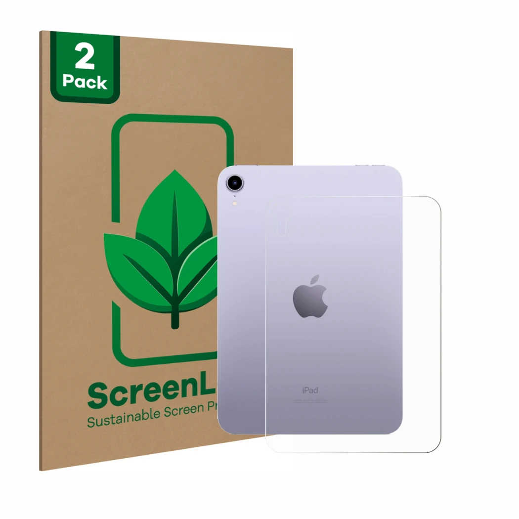 Parte frontale di una confezione del prodotto con il logo del marchio ScreenLeaf. Accanto è raffigurato il dispositivo Apple i