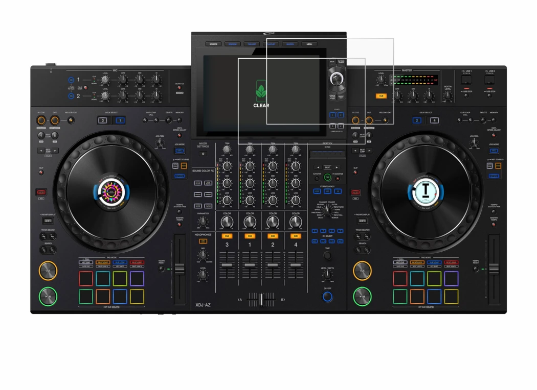 Immagine del dispositivo AlphaTheta XDJ-AZ con un'ampia varietà di protezioni per lo schermo.