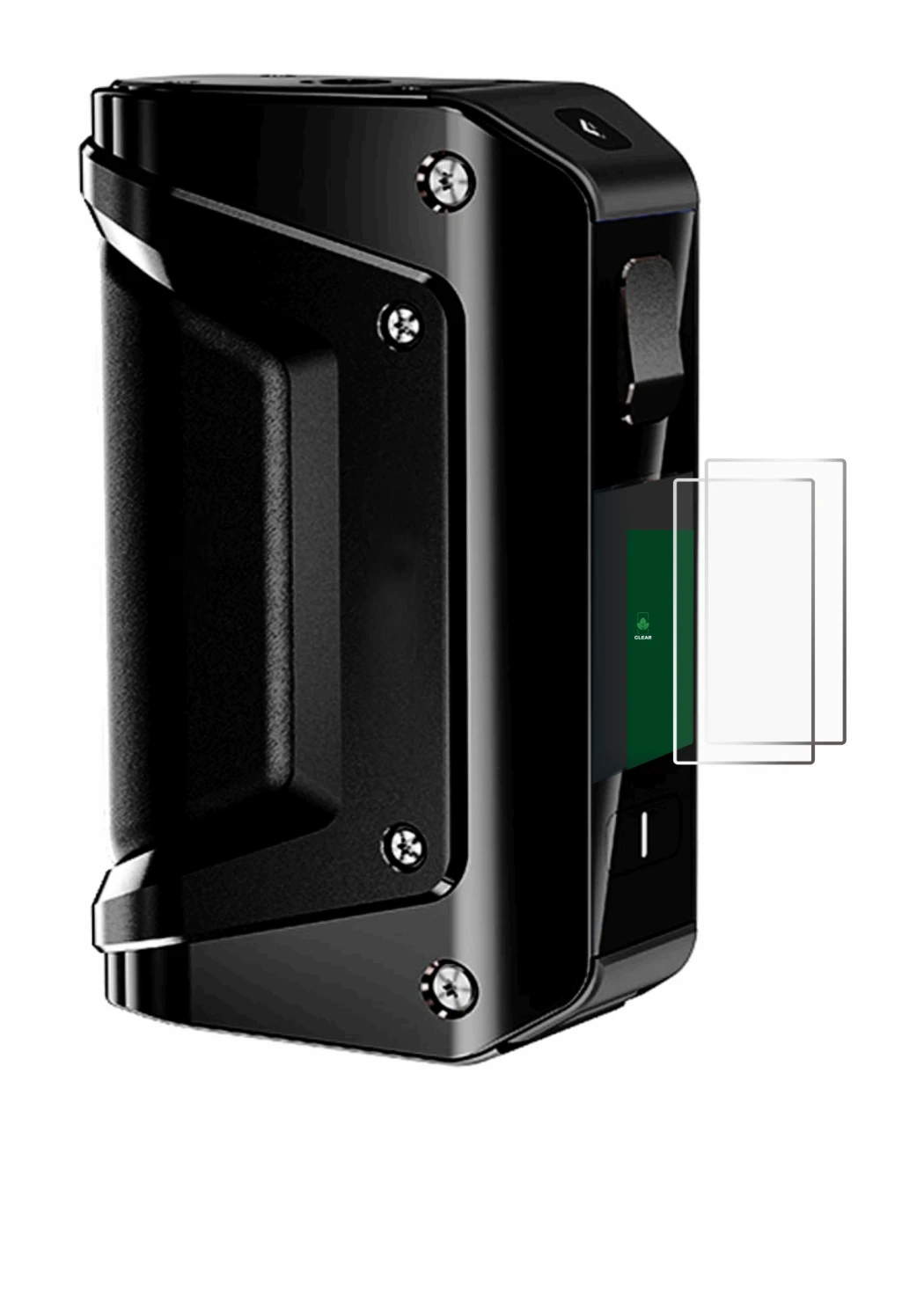 Immagine del dispositivo geekvape Aegis 3 con un'ampia varietà di protezioni per lo schermo.