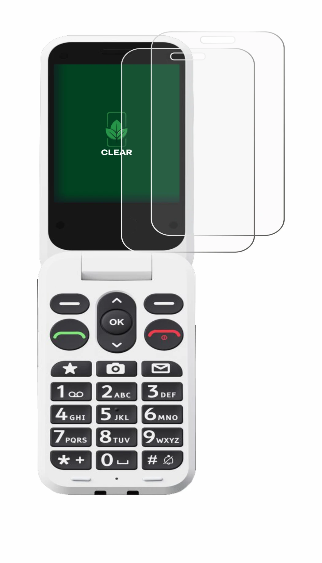 Immagine del dispositivo Doro Leva L30 con un'ampia varietà di protezioni per lo schermo.