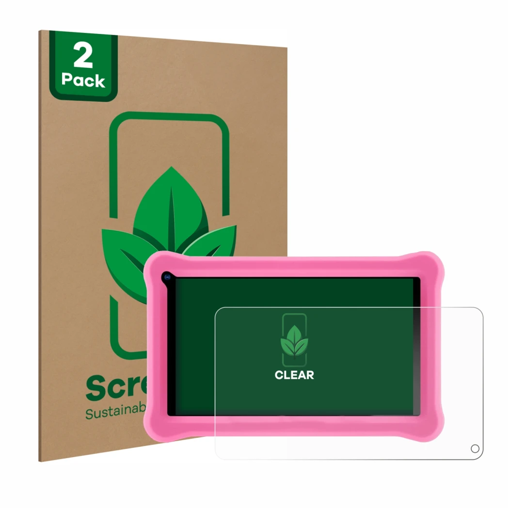 Parte frontale di una confezione del prodotto con il logo del marchio ScreenLeaf. Accanto è raffigurato il dispositivo Sumtab 