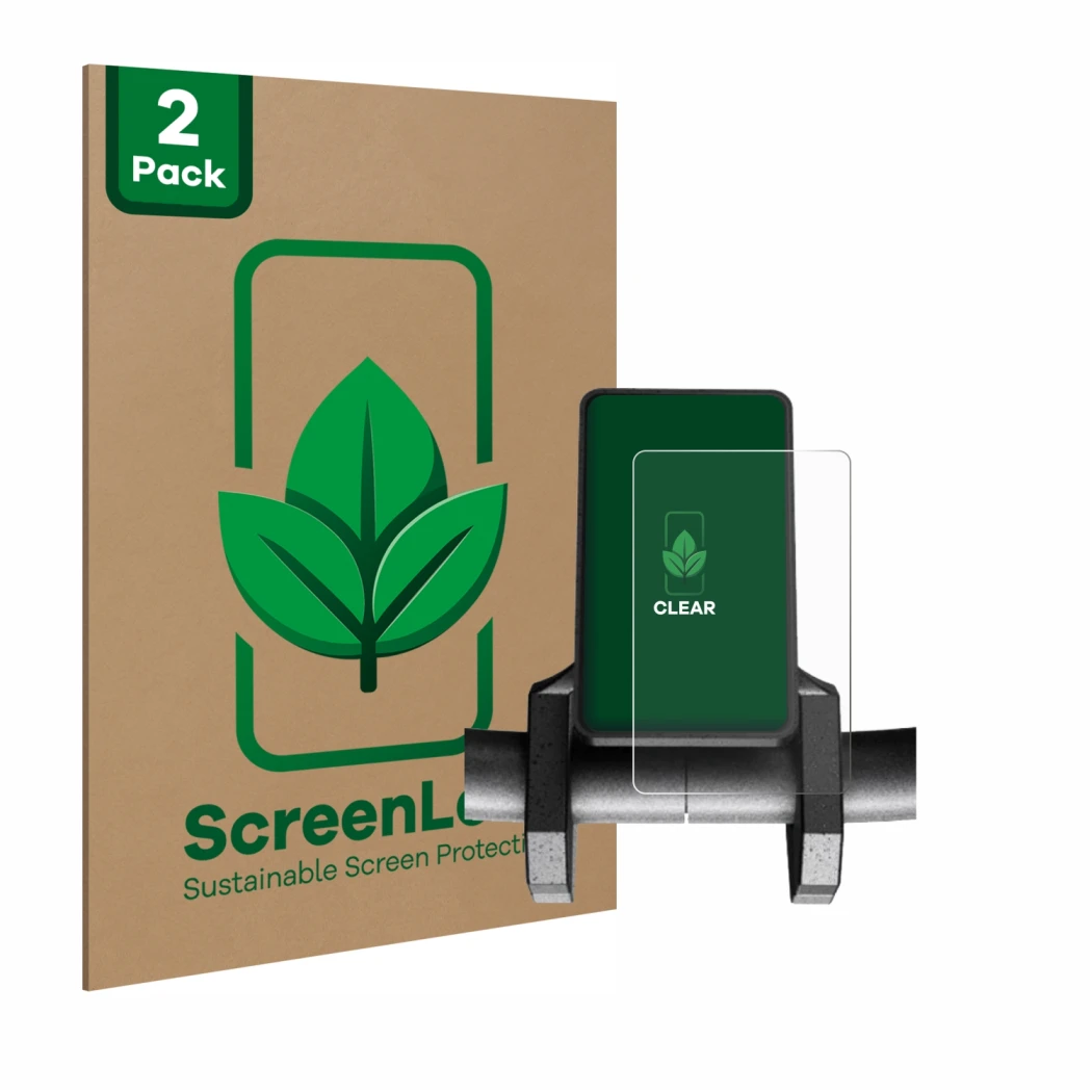 Parte frontale di una confezione del prodotto con il logo del marchio ScreenLeaf. Accanto è raffigurato il dispositivo Joyor S