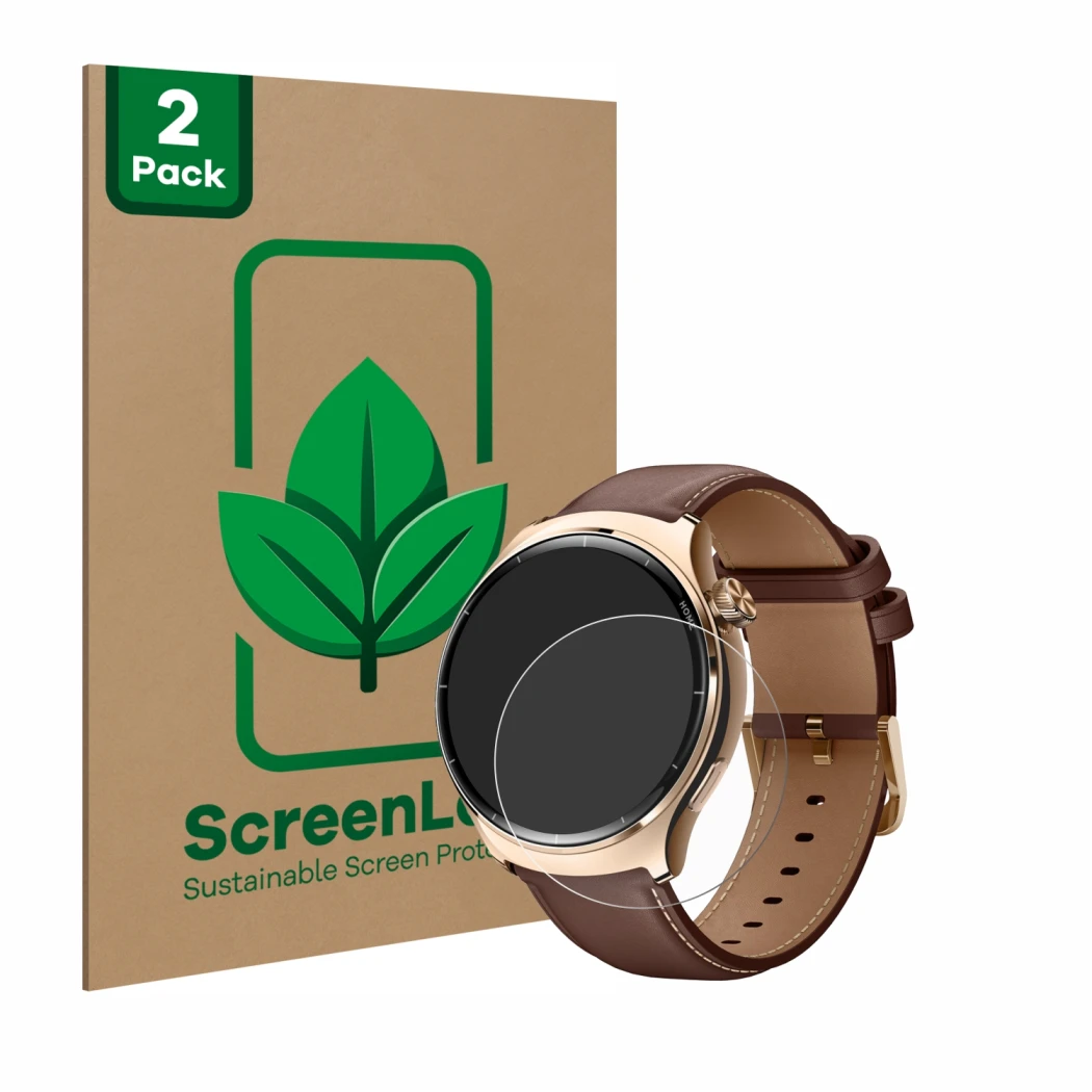 Parte frontale di una confezione del prodotto con il logo del marchio ScreenLeaf. Accanto è raffigurato il dispositivo Xiaomi 