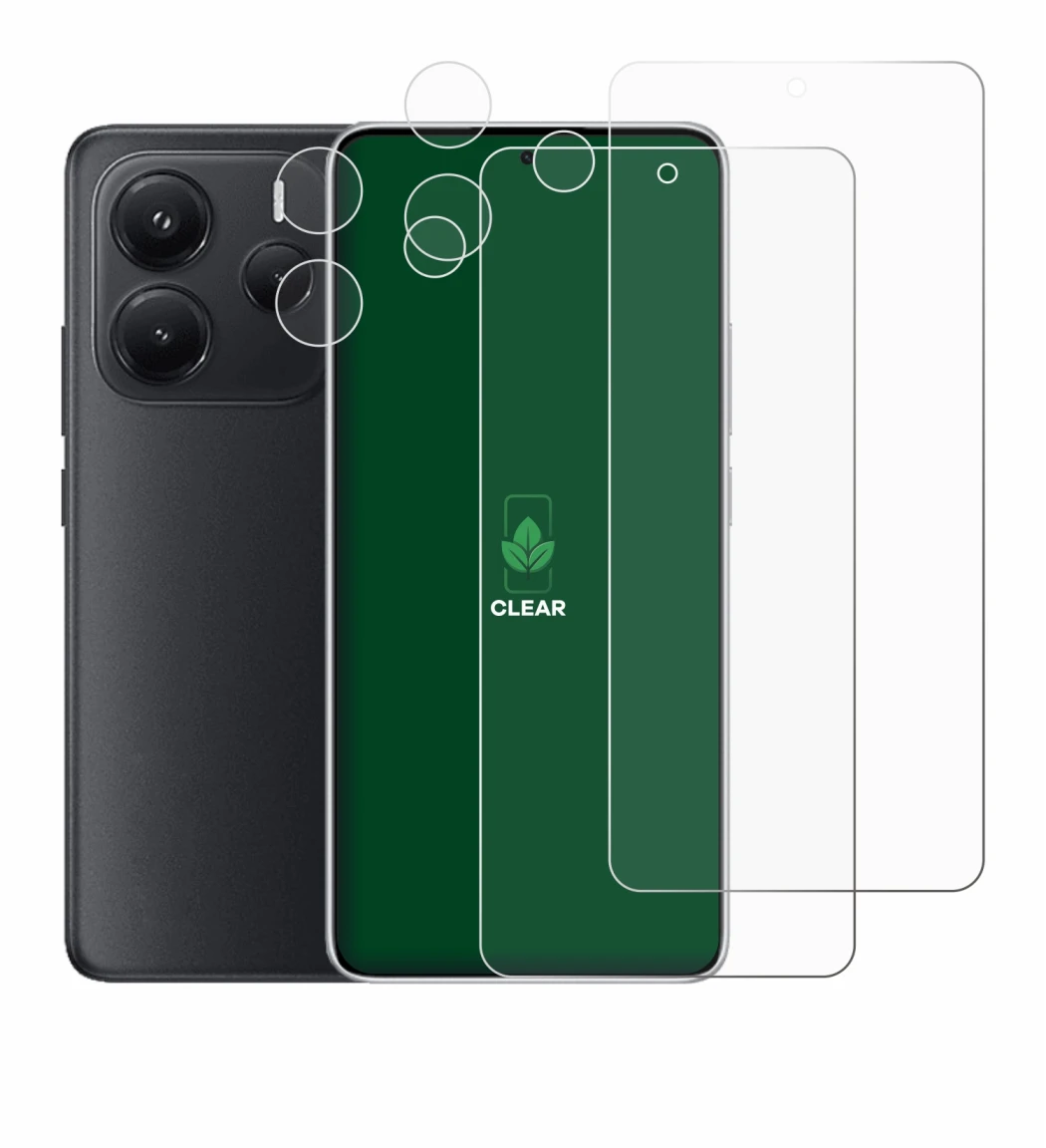 Immagine del dispositivo Xiaomi Redmi Note 14 (Fronte+Fotocamera) con un'ampia varietà di protezioni per lo schermo.