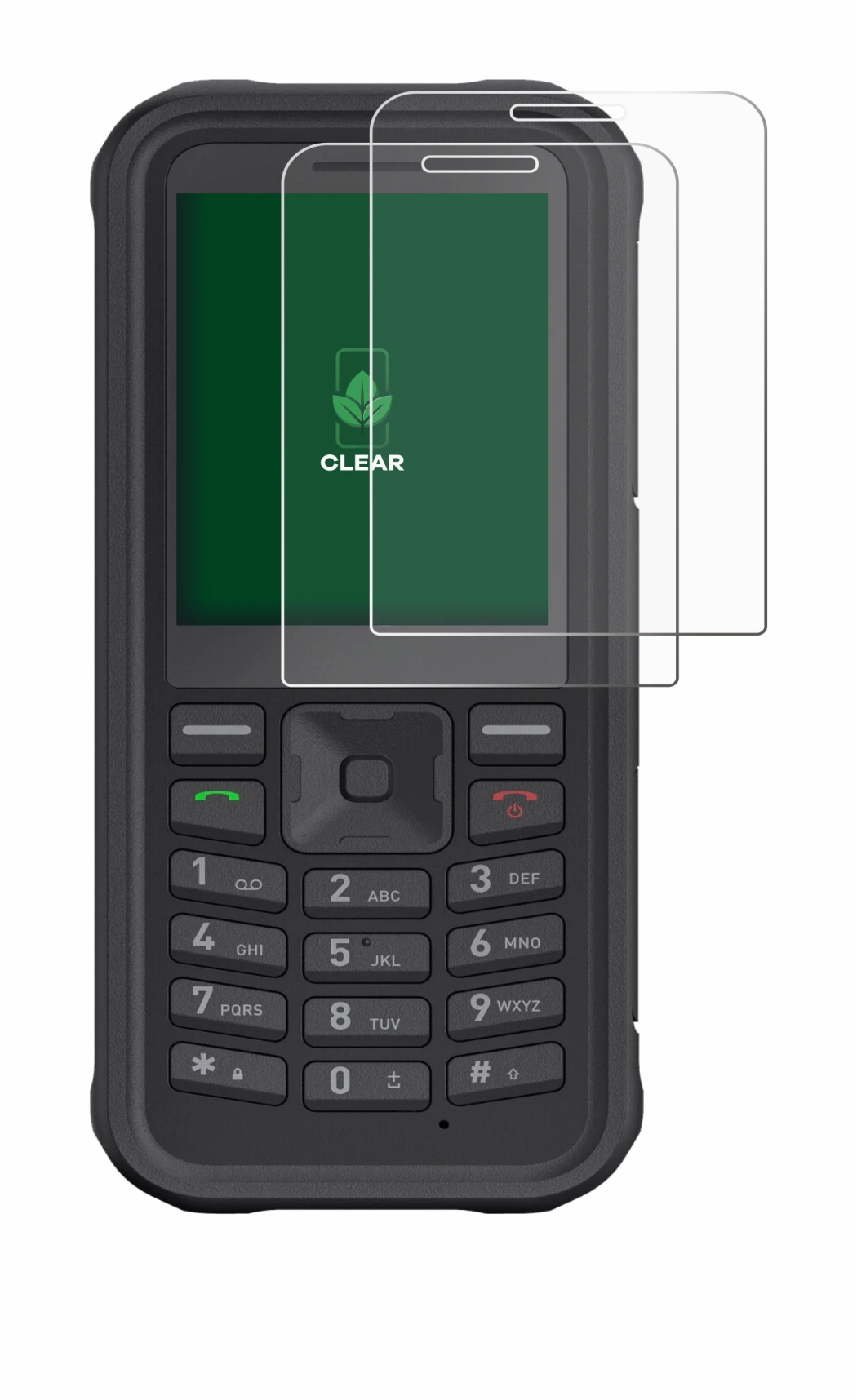 Immagine del dispositivo Sonim XP100 con un'ampia varietà di protezioni per lo schermo.