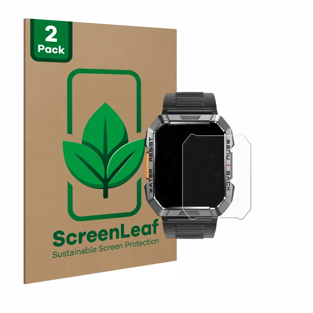 Parte frontale di una confezione del prodotto con il logo del marchio ScreenLeaf. Accanto è raffigurato il dispositivo Iowodo 