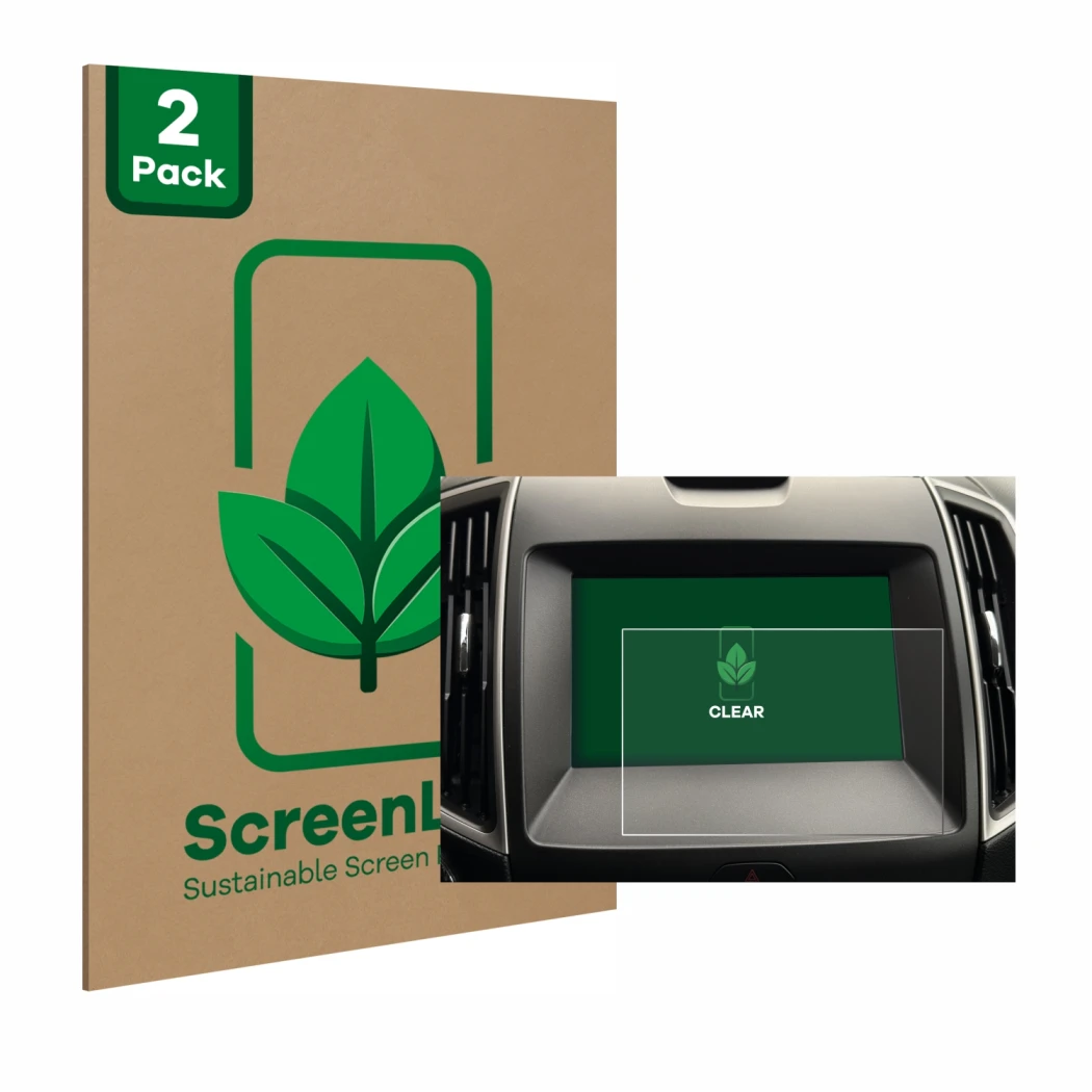Parte frontale di una confezione del prodotto con il logo del marchio ScreenLeaf. Accanto è raffigurato il dispositivo Ford Ga