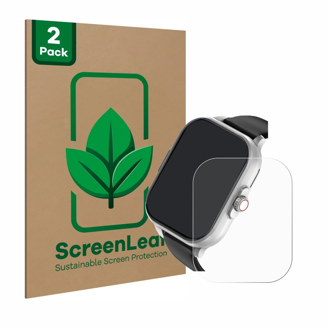 Parte frontale di una confezione del prodotto con il logo del marchio ScreenLeaf. Accanto è raffigurato il dispositivo YYKY E0