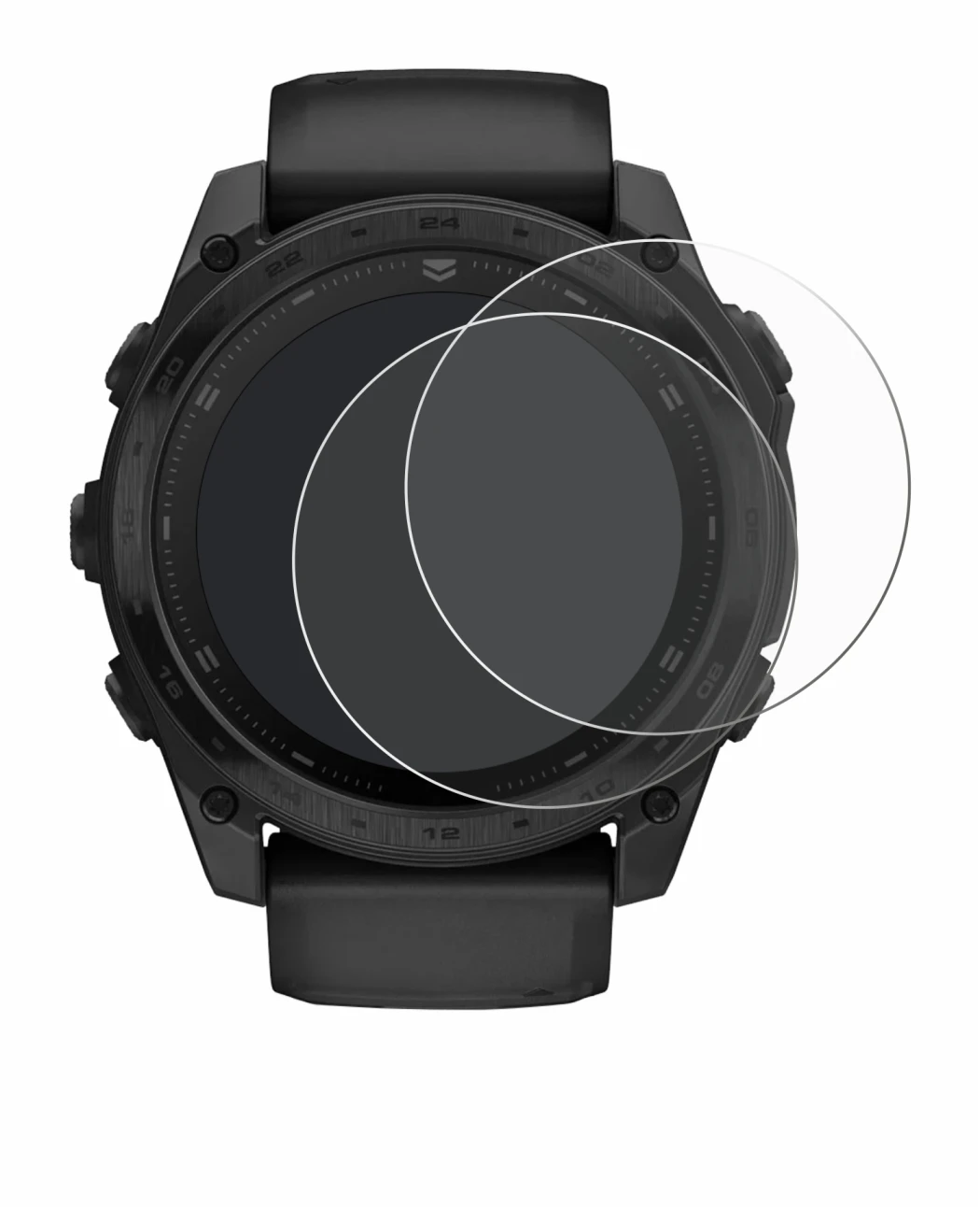 Immagine del dispositivo Garmin Tactix 8 AMOLED (51 mm) con un'ampia varietà di protezioni per lo schermo.