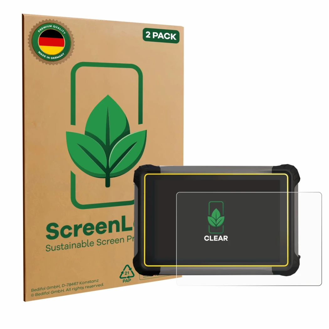 Parte frontale di una confezione del prodotto con il logo del marchio ScreenLeaf. Accanto è raffigurato il dispositivo Leica i