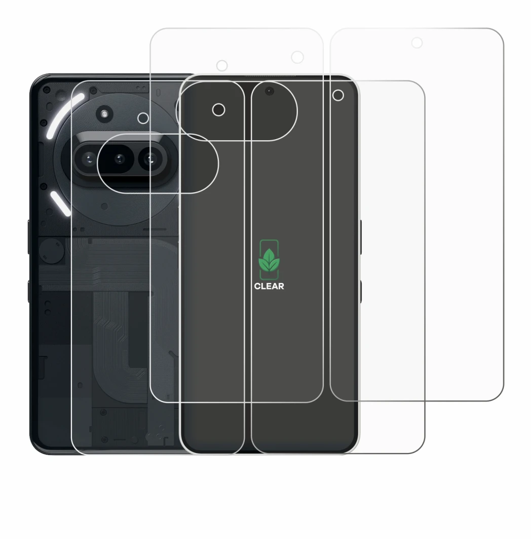 Immagine del dispositivo Nothing Phone (3a) (Fronte+Retro) con un'ampia varietà di protezioni per lo schermo.