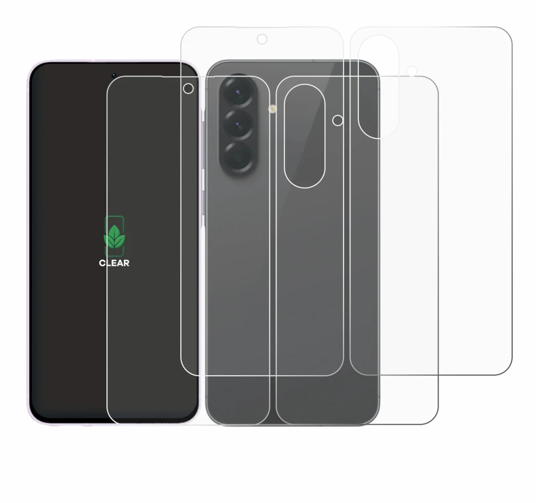 Immagine del dispositivo Samsung Galaxy A56 5G (Fronte+Retro) con un'ampia varietà di protezioni per lo schermo.